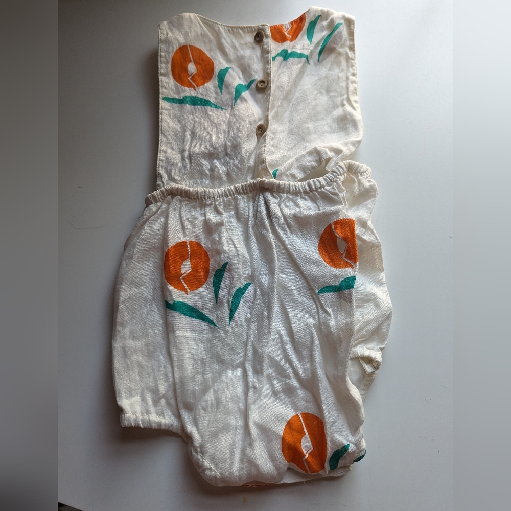 YELLOW PELOTA Baby Girl Linen Plant Romper 18m - Picture 3 of 8